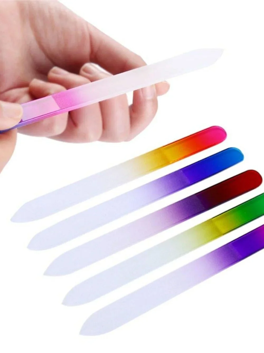 20 Pcs Glass Nail File Bulk with Plastic Sleeve, Crystal Fingernail Files Set, D